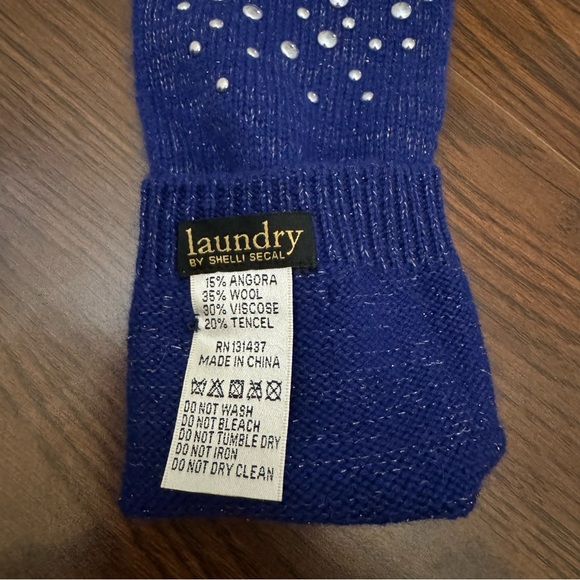 Laundry Shelli Segal Set Wool Gloves and Headband Ear Warmer Royal Blue Metallic - Picture 11 of 14